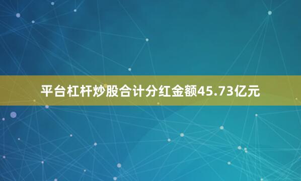 平台杠杆炒股合计分红金额45.73亿元